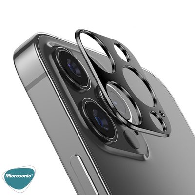 Microsonic Apple iPhone 12 Pro Max V2 Kamera Lens Koruyucu Siyah