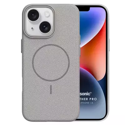 Microsonic Apple iPhone 13 Kılıf MagLeather Pro Gri