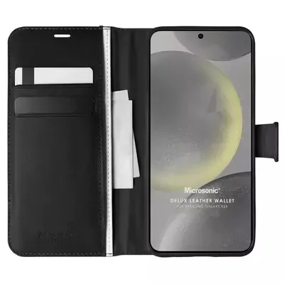 Microsonic Samsung Galaxy S24 Kılıf Delux Leather Wallet Siyah