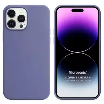 Microsonic Apple iPhone 15 Pro Max Kılıf Liquid Lansman Silikon Lavanta Grisi