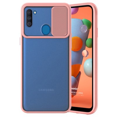 Microsonic Samsung Galaxy M11 Kılıf Slide Camera Lens Protection Pembe