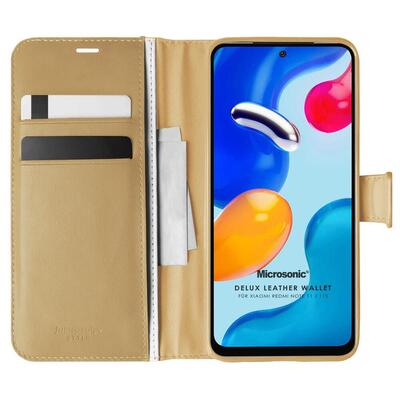 Microsonic Xiaomi Redmi Note 11S Kılıf Delux Leather Wallet Gold