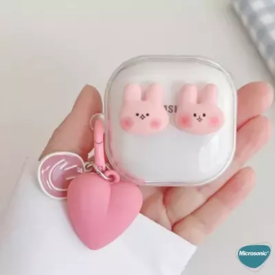 Microsonic Samsung Galaxy Buds FE Kılıf Rabbit Figürlü Şeffaf