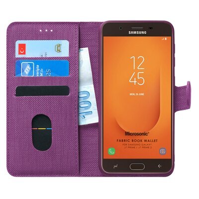 Microsonic Samsung Galaxy J7 Prime Kılıf Fabric Book Wallet Mor