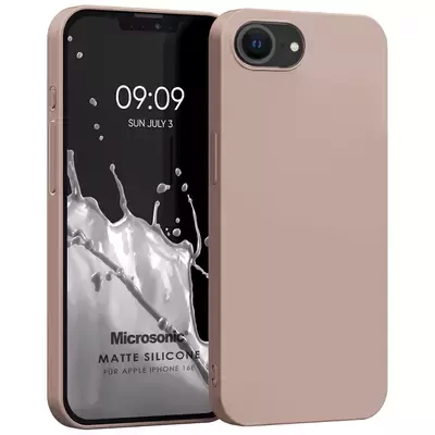 Microsonic Matte Silicone Apple iPhone 16e Kılıf Rose Gold