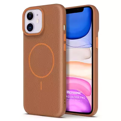 Microsonic Apple iPhone 11 Kılıf MagLeather Pro Kahverengi