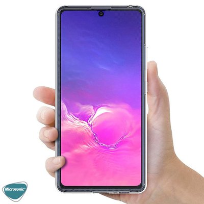 Microsonic Samsung Galaxy A91 Kılıf Komple Gövde Koruyucu Silikon Şeffaf