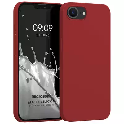 Microsonic Matte Silicone Apple iPhone 16e Kılıf Kırmızı