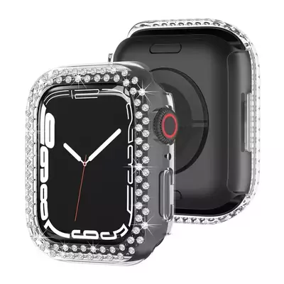 Microsonic Apple Watch Series 11 46mm Kılıf Diamond Taşlı Clear WatchBand Şeffaf