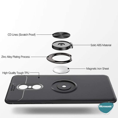 Microsonic Xiaomi Redmi Note 4X Kılıf Kickstand Ring Holder Lacivert