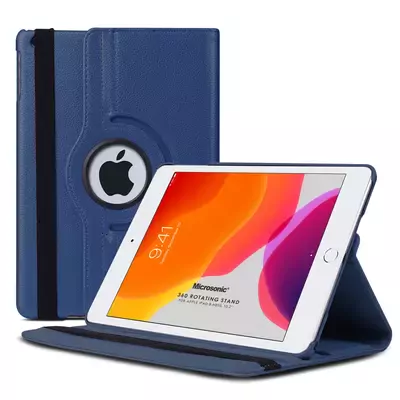 Microsonic Apple iPad 10.2'' 8. Nesil (A2270-A2428-A2429-A2430) Kılıf 360 Rotating Stand Deri Lacivert