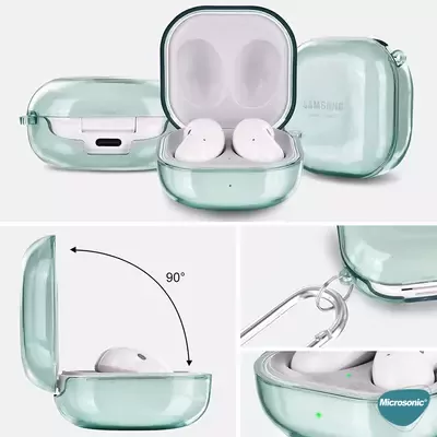 Microsonic Samsung Galaxy Buds 2 Pro Kılıf Askı Aparatlı Tranparan Silikon Mavi