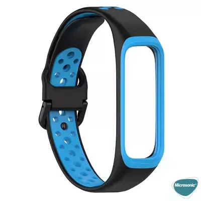 Microsonic Samsung Galaxy Fit 2 R220 Rainbow Sport Band Kordon Siyah Mavi