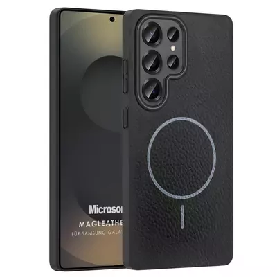 Microsonic Samsung Galaxy S25 Ultra Kılıf MagLeather Pro Siyah