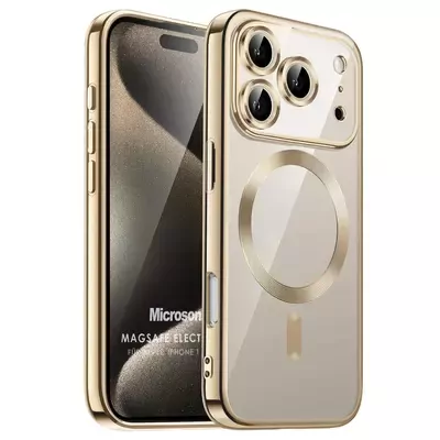 Microsonic Apple iPhone 17 Pro Max Kılıf MagSafe Luxury Electroplate Gold
