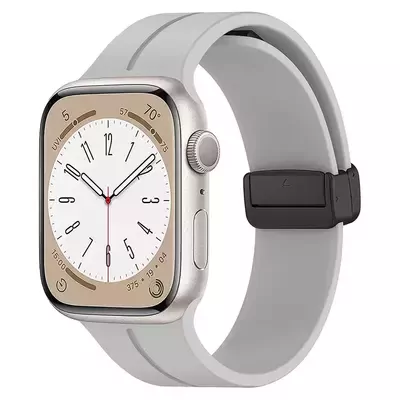 Microsonic Apple Watch SE 2022 44mm Kordon Ribbon Line Gri