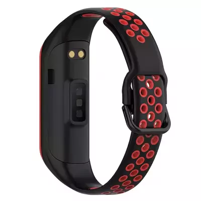 Microsonic Samsung Galaxy Fit 2 R220 Rainbow Sport Band Kordon Siyah Kırmızı