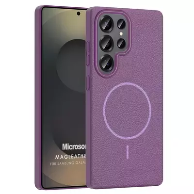 Microsonic Samsung Galaxy S25 Ultra Kılıf MagLeather Pro Lila
