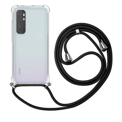 Microsonic Xiaomi Mi Note 10 Lite Kılıf Neck Lanyard Siyah