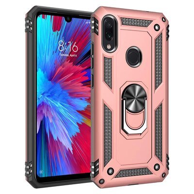 Microsonic Xiaomi Redmi Note 7 Kılıf Military Ring Holder Rose Gold