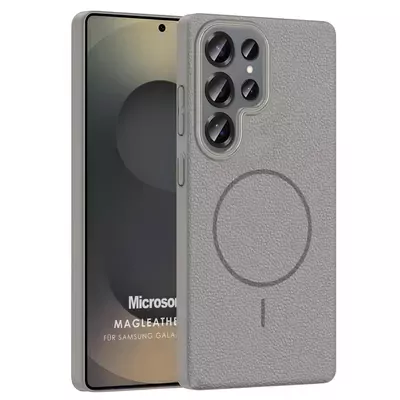 Microsonic Samsung Galaxy S25 Ultra Kılıf MagLeather Pro Gri