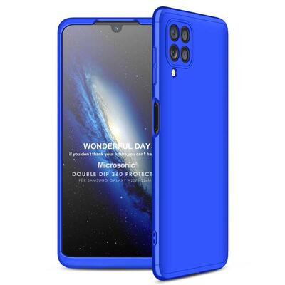 Microsonic Samsung Galaxy A22 Kılıf Double Dip 360 Protective AYS Mavi