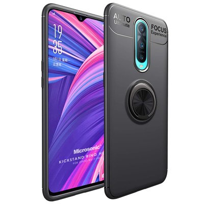 Microsonic Oppo RX17 Pro Kılıf Kickstand Ring Holder Siyah