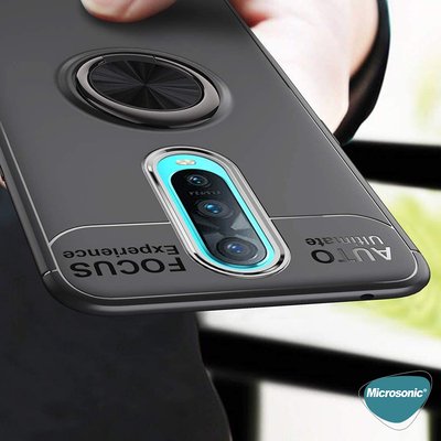 Microsonic Oppo RX17 Pro Kılıf Kickstand Ring Holder Siyah