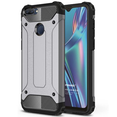 Microsonic Oppo AX7 Kılıf Rugged Armor Gümüş