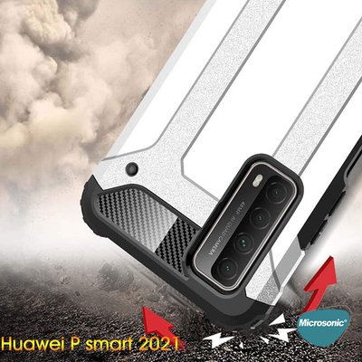 Microsonic Huawei P Smart 2021 Kılıf Rugged Armor Mavi