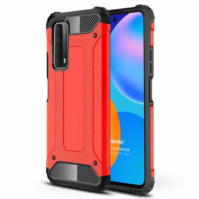 Microsonic Huawei P Smart 2021 Kılıf Rugged Armor Kırmızı