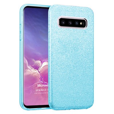 Microsonic Samsung Galaxy S10 Plus Kılıf Sparkle Shiny Mavi