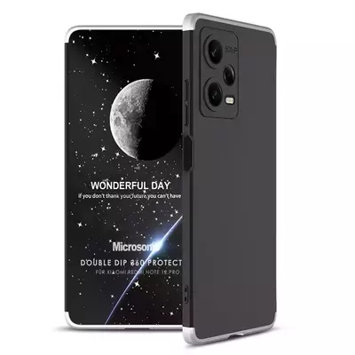 Microsonic Xiaomi Redmi Note 12 Pro Kılıf Double Dip 360 Protective Siyah Gri