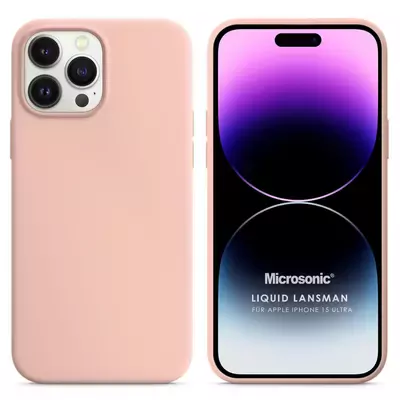 Microsonic Apple iPhone 15 Pro Max Kılıf Liquid Lansman Silikon Kum Pembesi