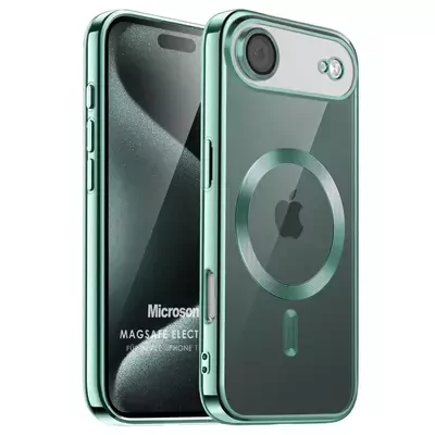 Microsonic Apple iPhone 17 Air Kılıf MagSafe Luxury Electroplate Yeşil