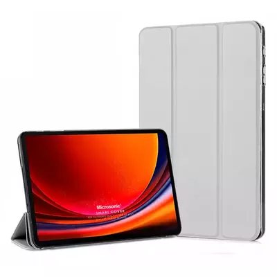 Microsonic Samsung Galaxy Tab S10 FE Plus Kılıf Slim Translucent Back Smart Cover Gümüş