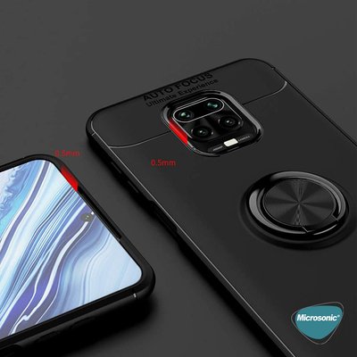 Microsonic Xiaomi Redmi Note 9 Pro Max Kılıf Kickstand Ring Holder Lacivert