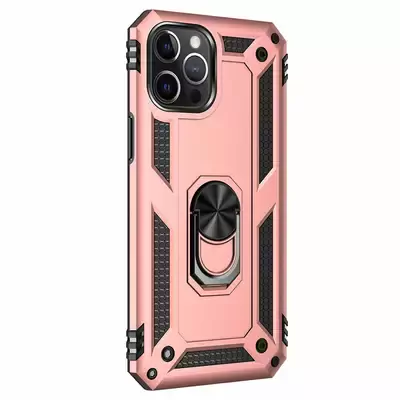 Microsonic Apple iPhone 15 Pro Kılıf Military Ring Holder Rose Gold