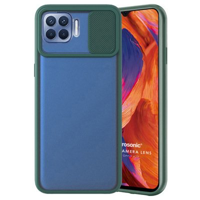 Microsonic Oppo A73 Kılıf Slide Camera Lens Protection Koyu Yeşil