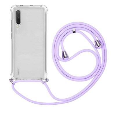 Microsonic Xiaomi Mi 9 Kılıf Neck Lanyard Lila