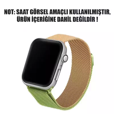 Microsonic Apple Watch Series 9 41mm Dual Color Milanese Loop Kordon Gold Yeşil