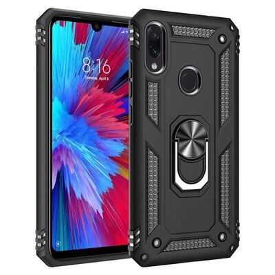 Microsonic Xiaomi Redmi Note 7 Pro Kılıf Military Ring Holder Siyah