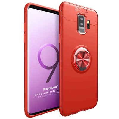 Microsonic Samsung Galaxy S9 Plus Kılıf Kickstand Ring Holder Kırmızı