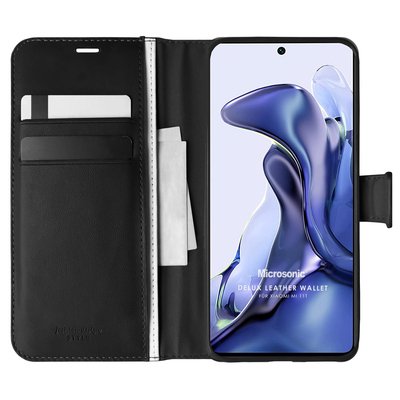 Microsonic Xiaomi Mi 11T Pro Kılıf Delux Leather Wallet Siyah