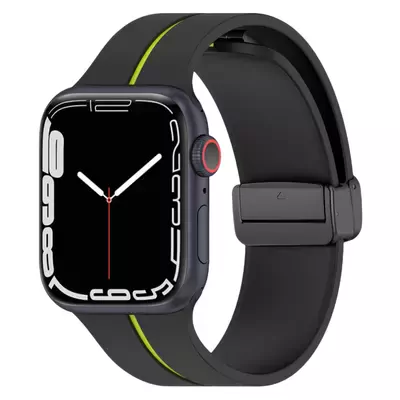 Microsonic Apple Watch Series 11 46mm Kordon Ribbon Line Siyah Yeşil