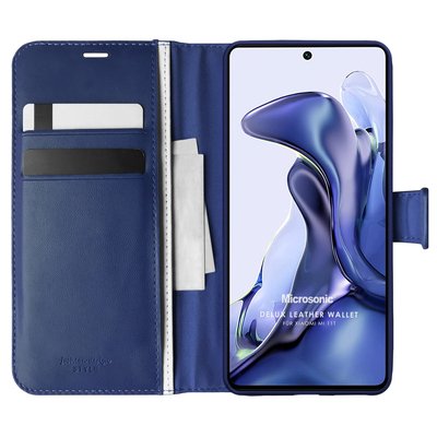 Microsonic Xiaomi Mi 11T Pro Kılıf Delux Leather Wallet Lacivert