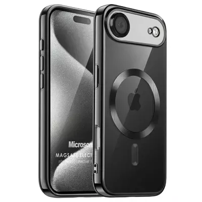 Microsonic Apple iPhone 17 Air Kılıf MagSafe Luxury Electroplate Siyah