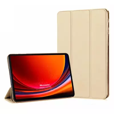Microsonic Samsung Galaxy Tab S10 FE Plus Kılıf Slim Translucent Back Smart Cover Gold