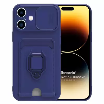 Microsonic Apple iPhone 16 Kılıf Multifunction Silicone Lacivert