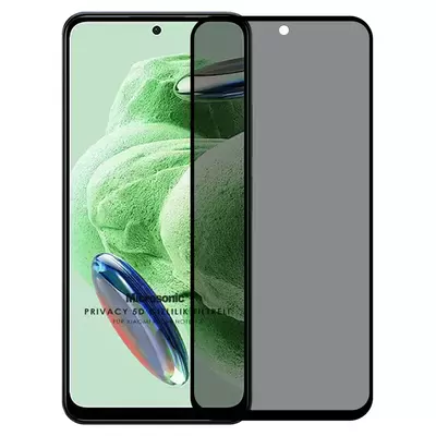 Microsonic Xiaomi Redmi Note 12 Privacy 5D Gizlilik Filtreli Cam Ekran Koruyucu Siyah